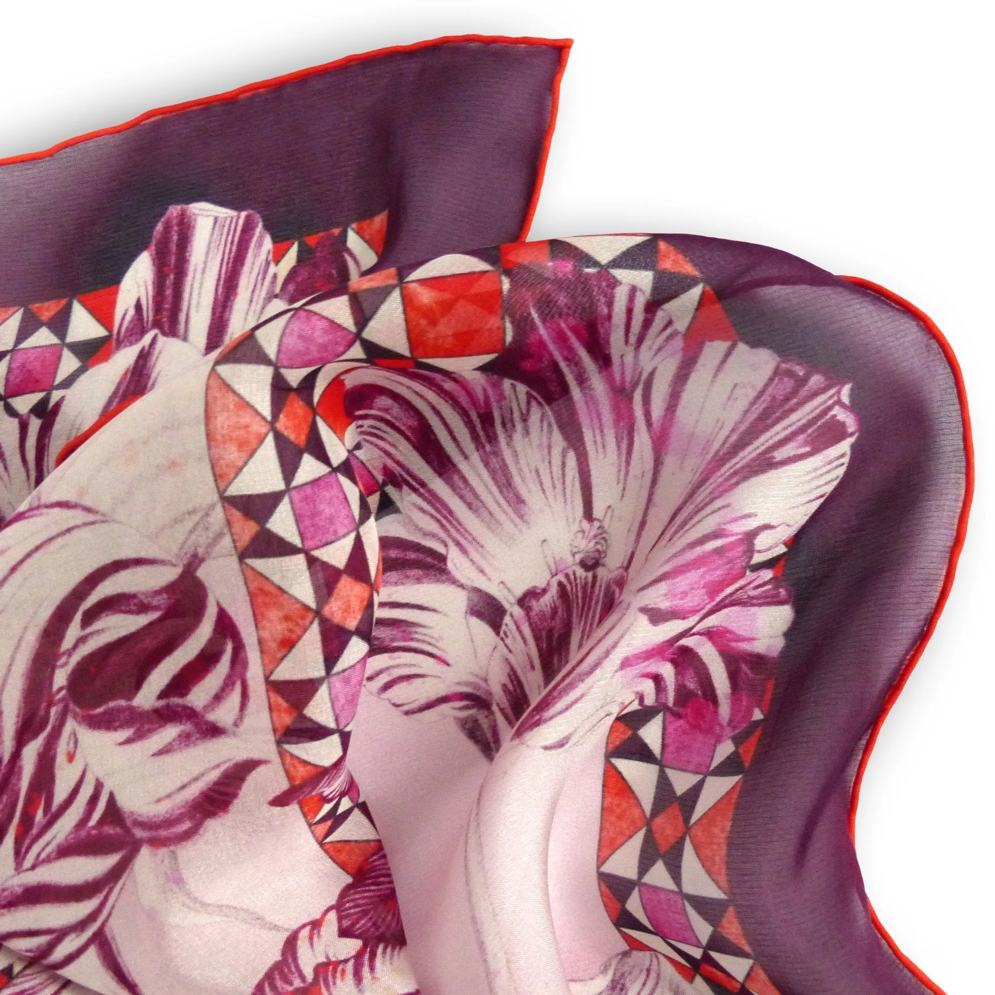 Silk Chiffon Scarf (65cm) - Tula Burgundy/Orange