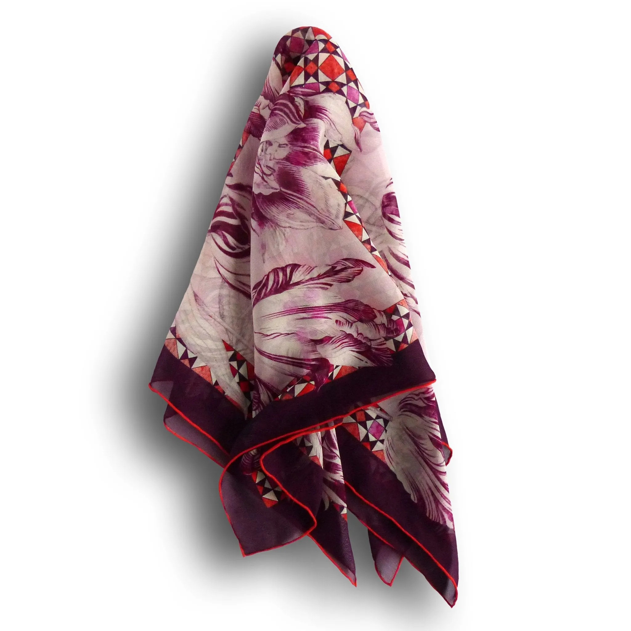 Silk Chiffon Scarf (65cm) - Tula Burgundy/Orange