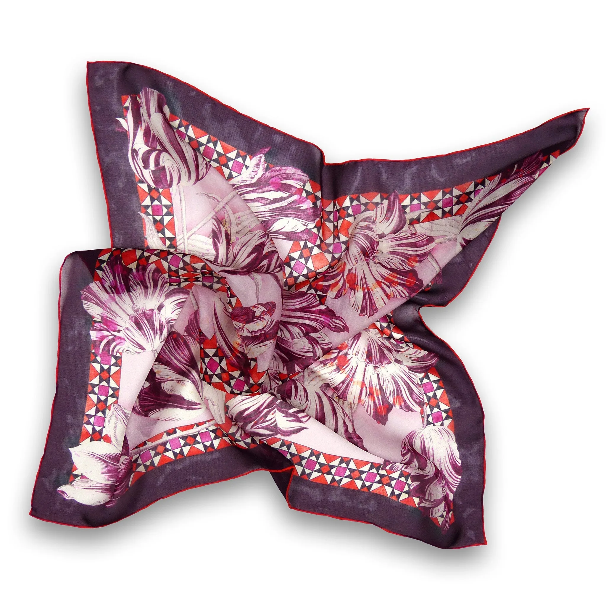 Silk Chiffon Scarf (65cm) - Tula Burgundy/Orange