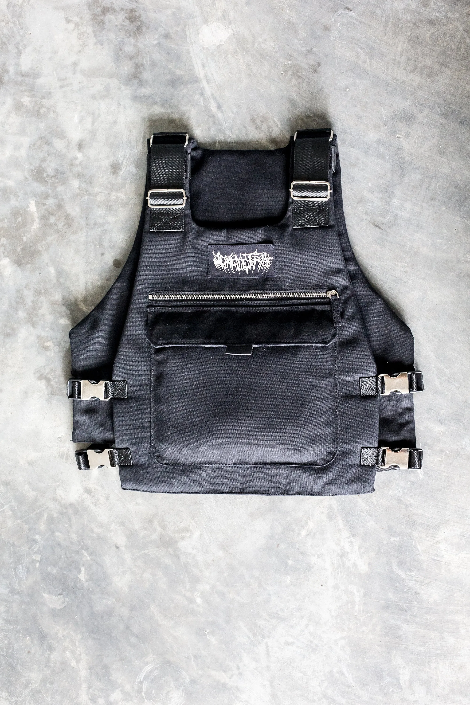 The JT Flank TechWear Vest in Black Cotton Canvas