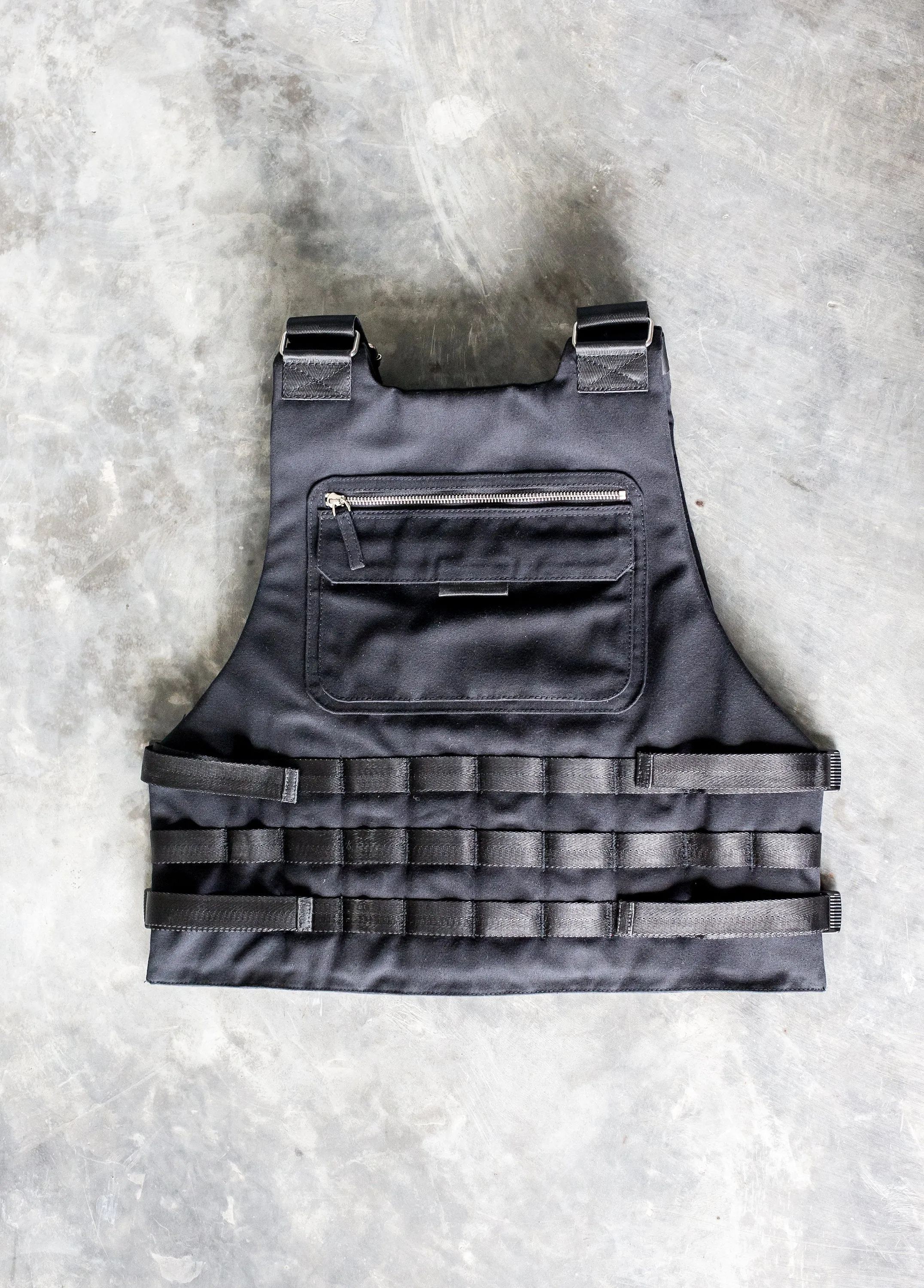 The JT Flank TechWear Vest in Black Cotton Canvas