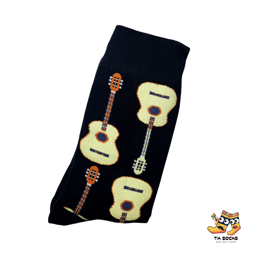 TikSocks|Fun Socks- Black Guitar Socks