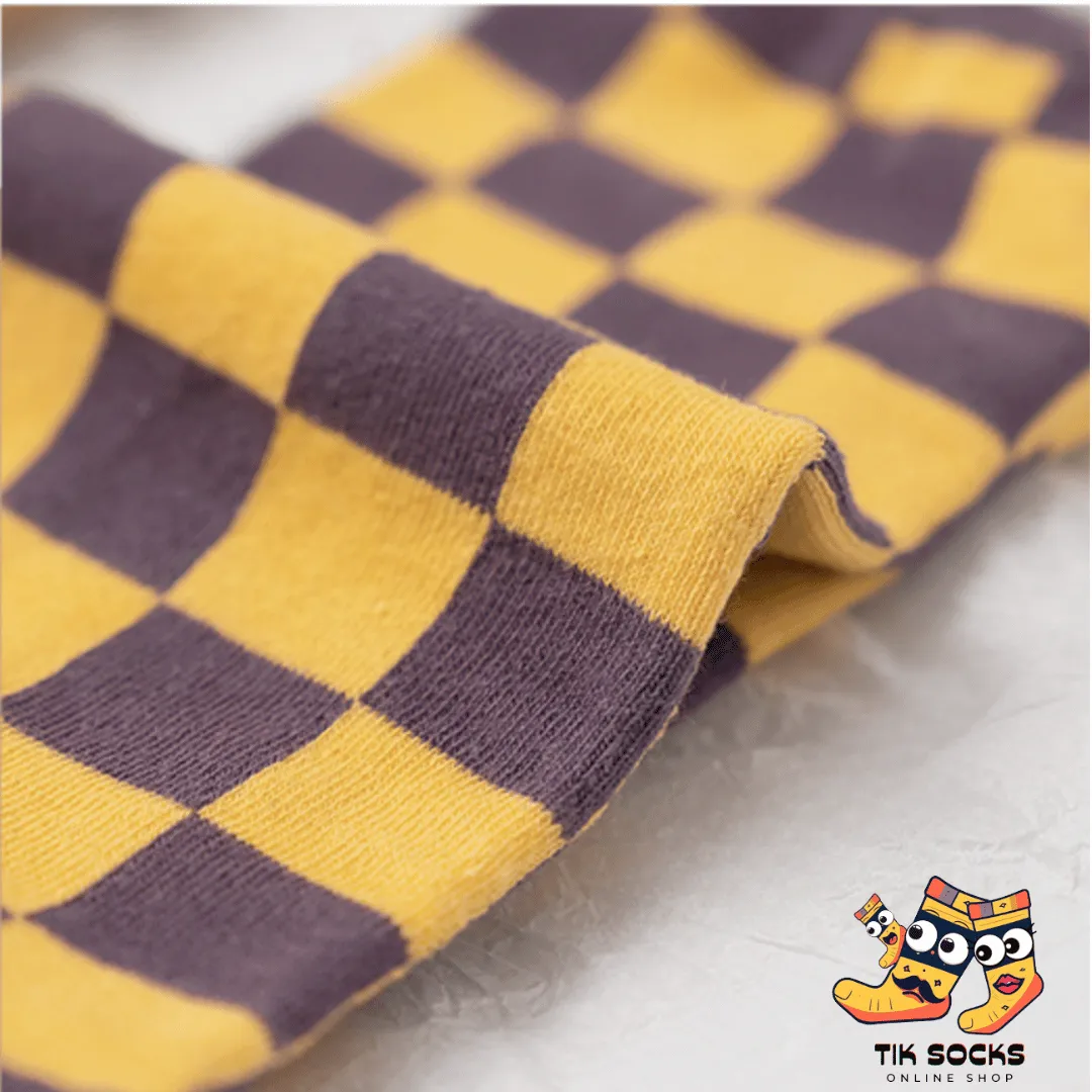 TikSocks|Fun Socks-Chessboard Socks -Black Grey