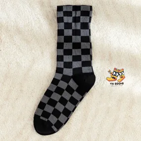 TikSocks|Fun Socks-Chessboard Socks -Black Grey