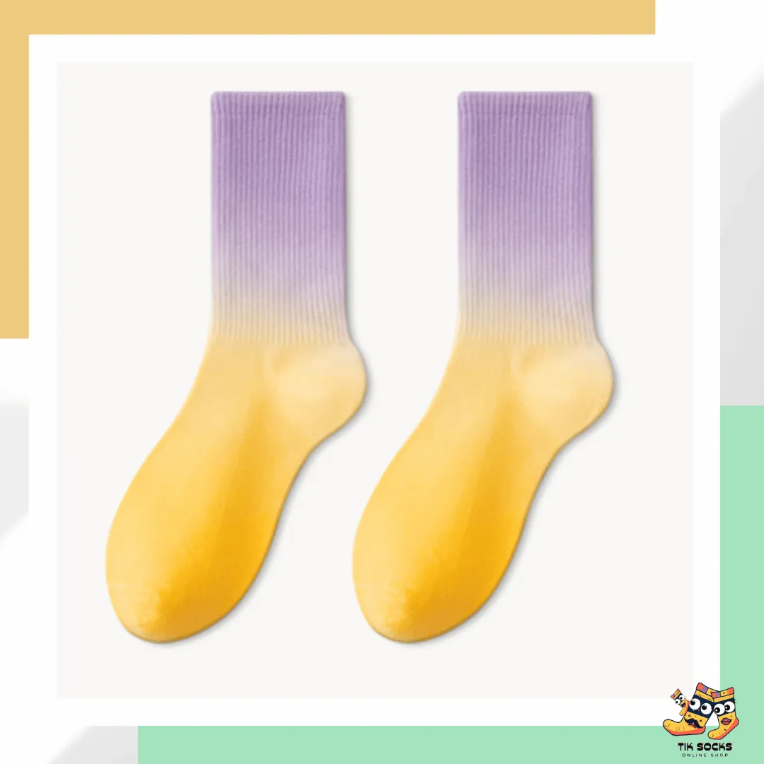 TikSocks|Fun Socks-Ombre Socks purple yellow