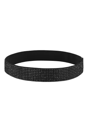 WIDE BLACK CRYSTAL BELT