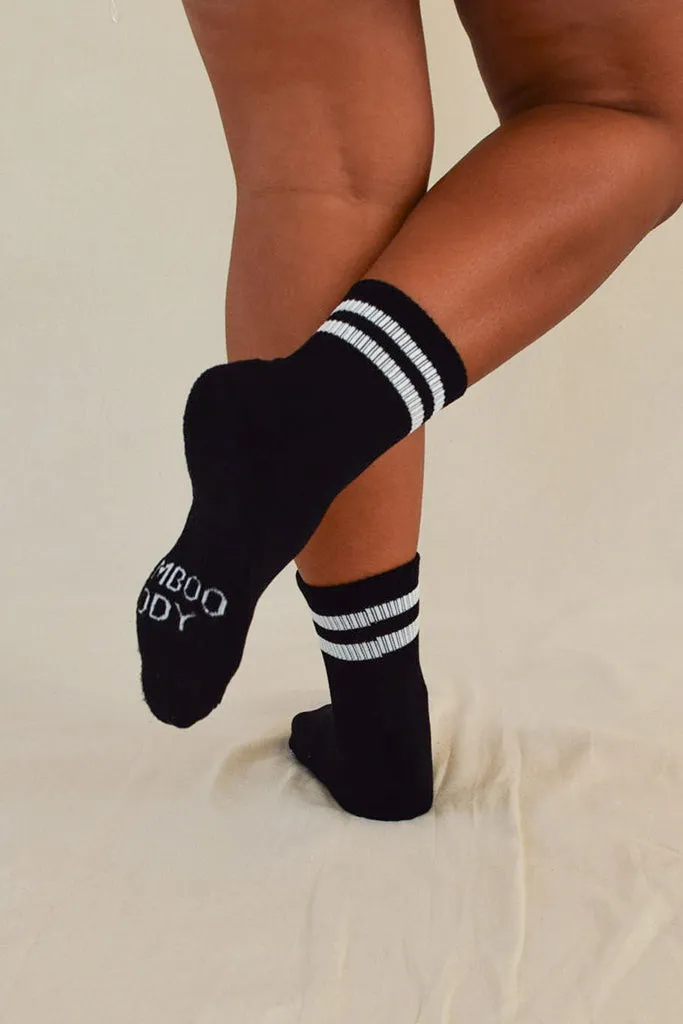 Women's Bamboo Cushion Crew Socks 3 Pack - Black