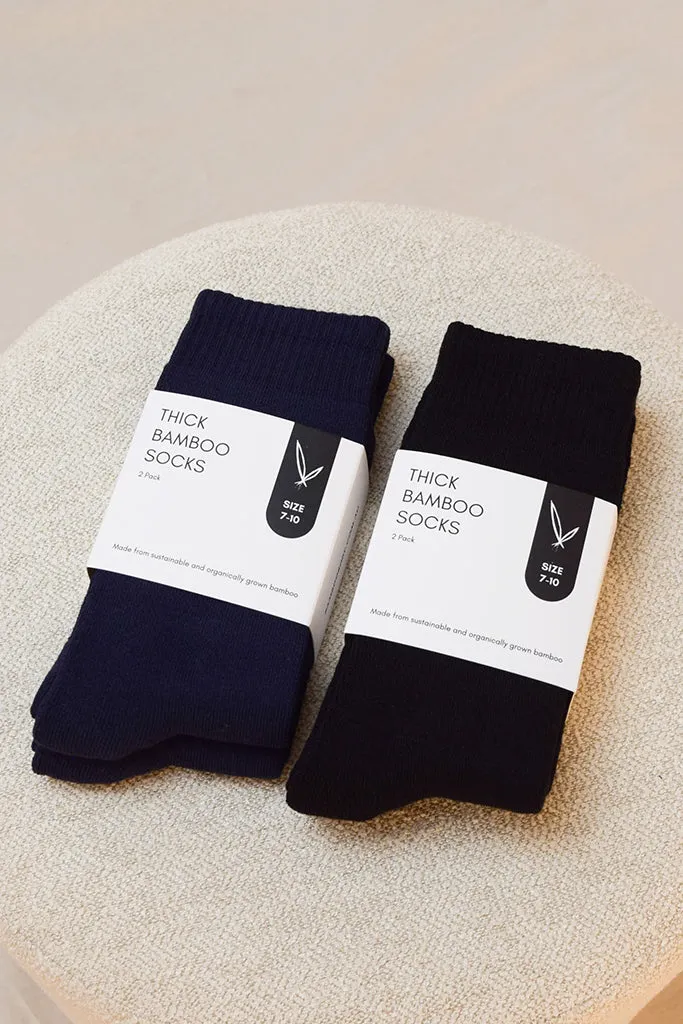 Women's Thick Bamboo Socks 2 Pack - Navy